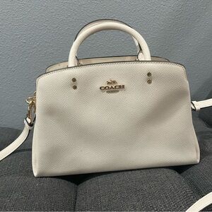 Coach White Satchel Pebbled Leather Structured Design